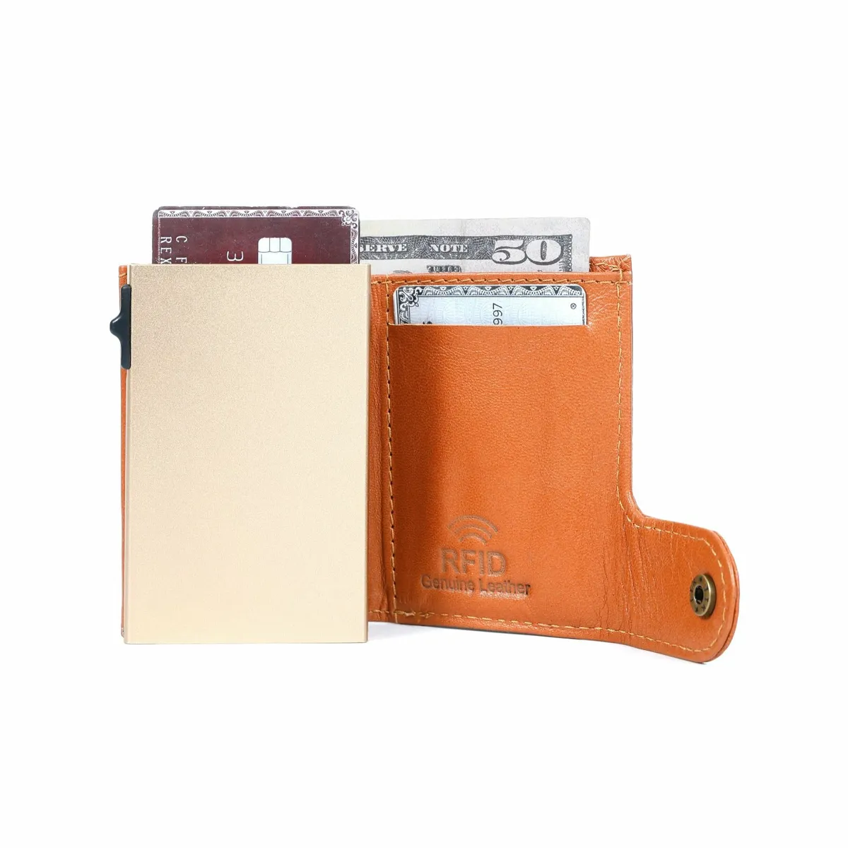 Leather Pop-Up RFID Blocking Card Holder Wallet - Image 3