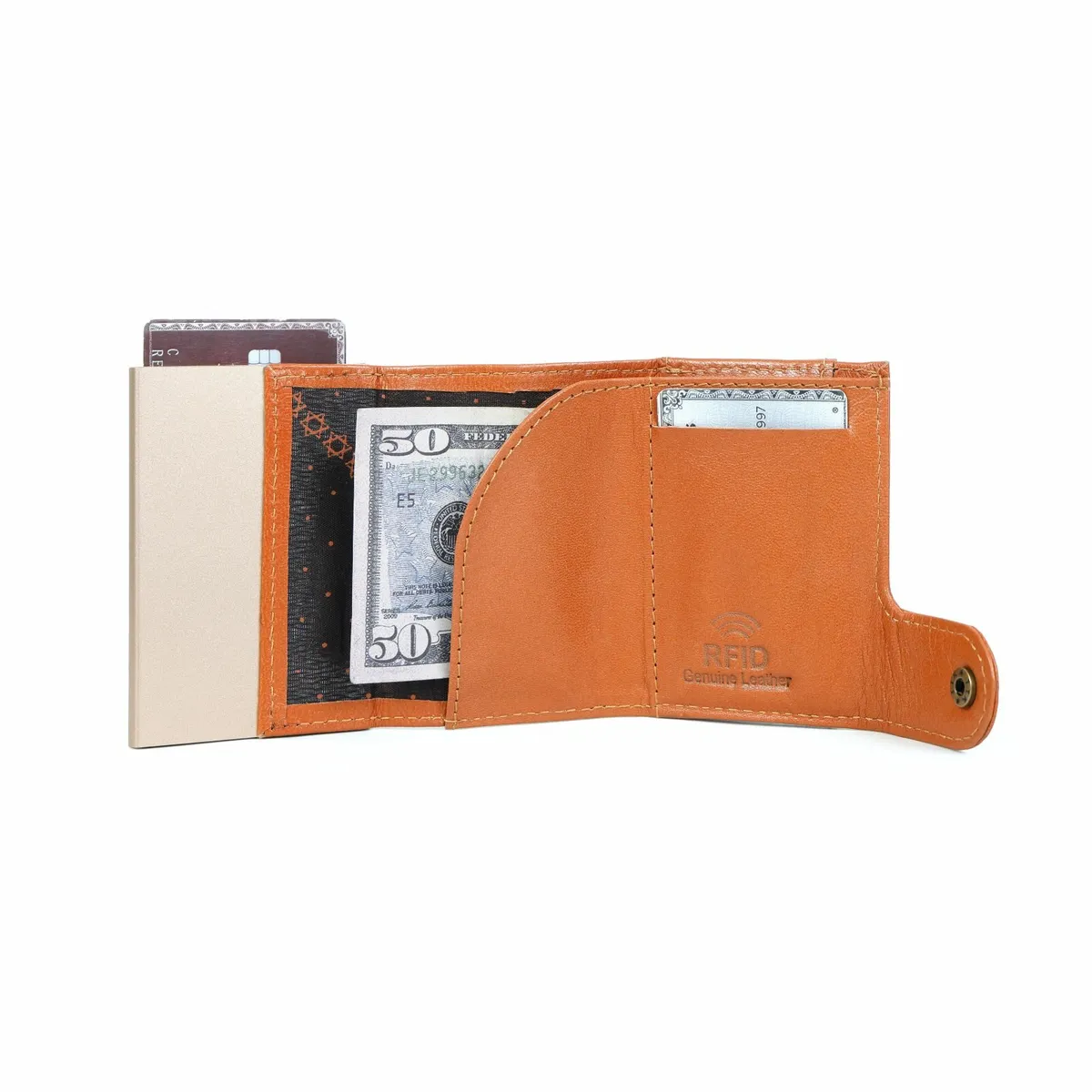 Leather Pop-Up RFID Blocking Card Holder Wallet - Image 2