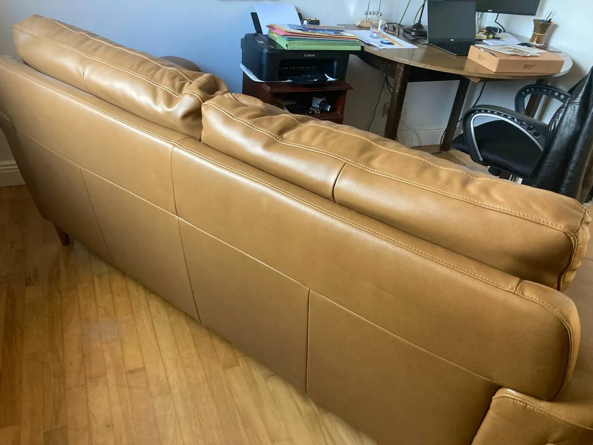 Leather 3 Seater Mustard colour Couch - Image 3