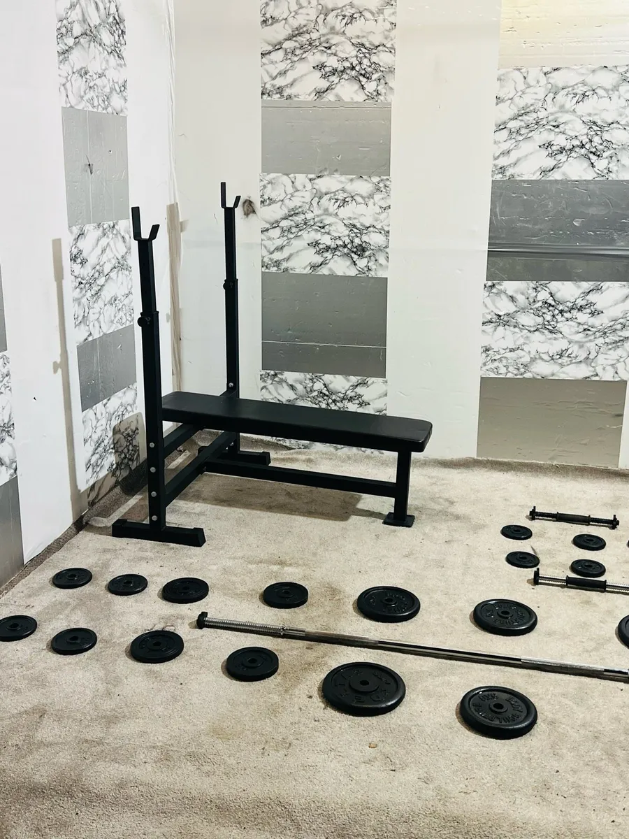 Weight bench steel weights dumbbells barbell - Image 4