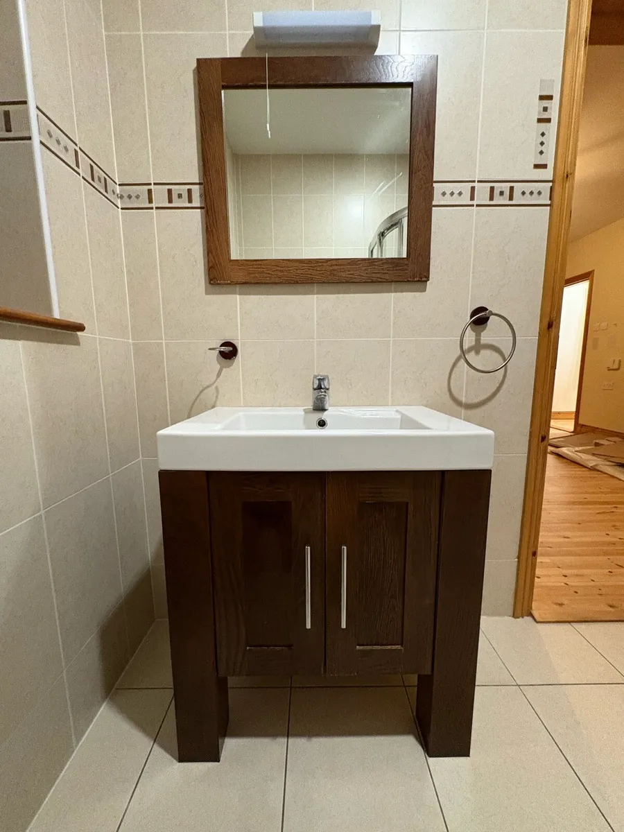 Freestanding Solid Wood Vanity/Mirror - Image 1