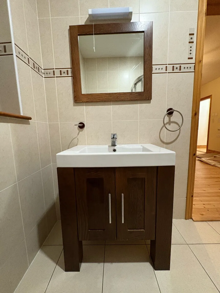 Freestanding Solid Wood Vanity/Mirror - Image 2