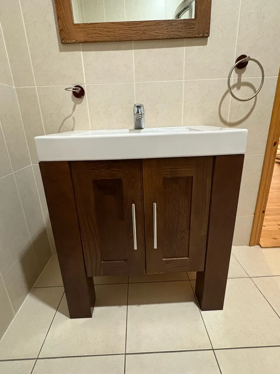 Freestanding Solid Wood Vanity/Mirror - Image 3