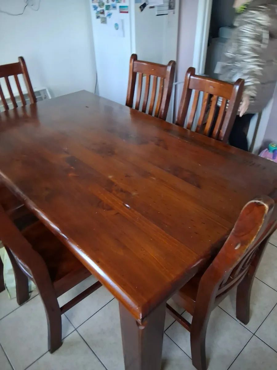 Rustic Solid Wood 6-Piece Dining Suite - Image 3