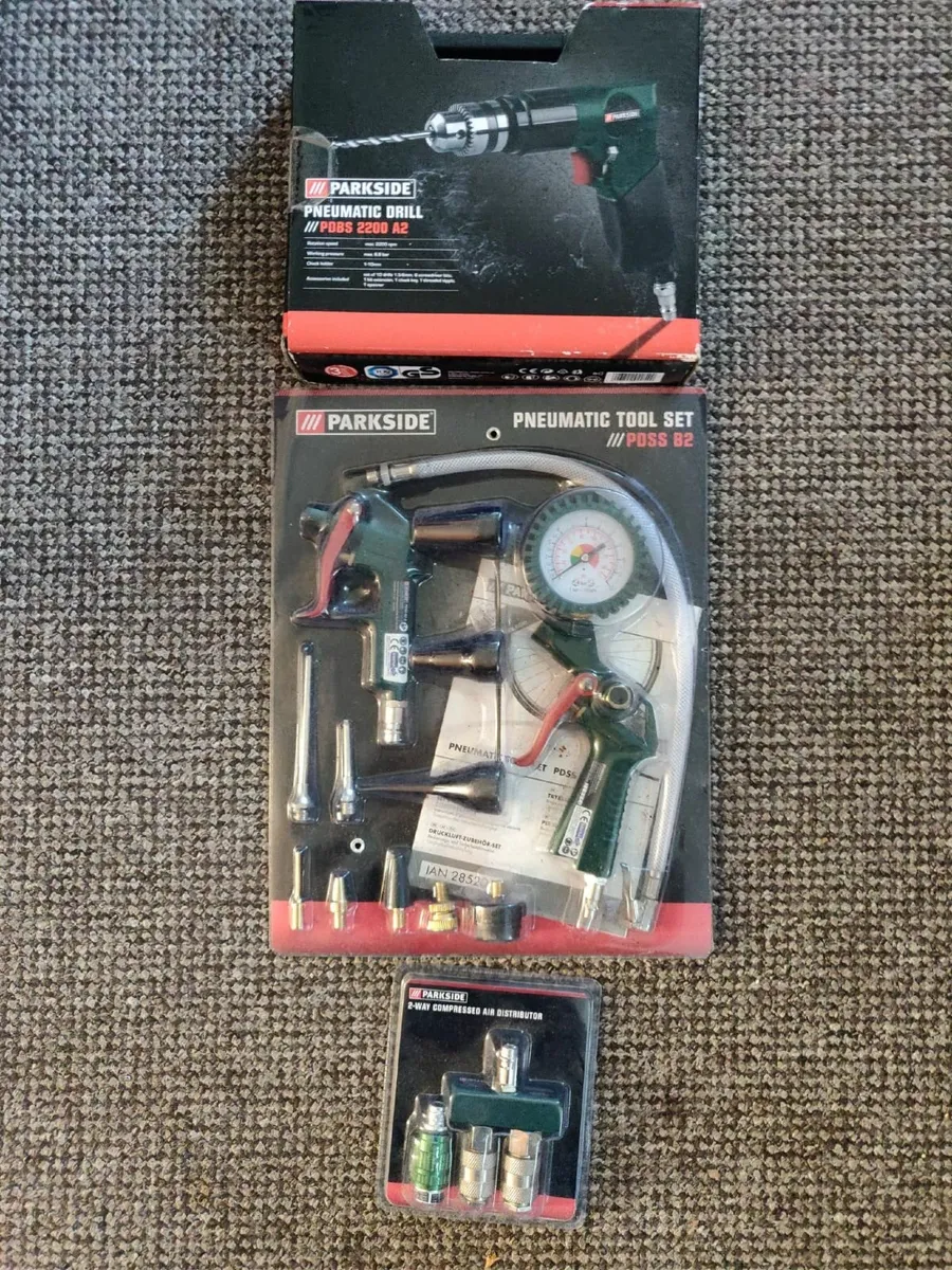 Pneumatic drill and toolset, new and unopened