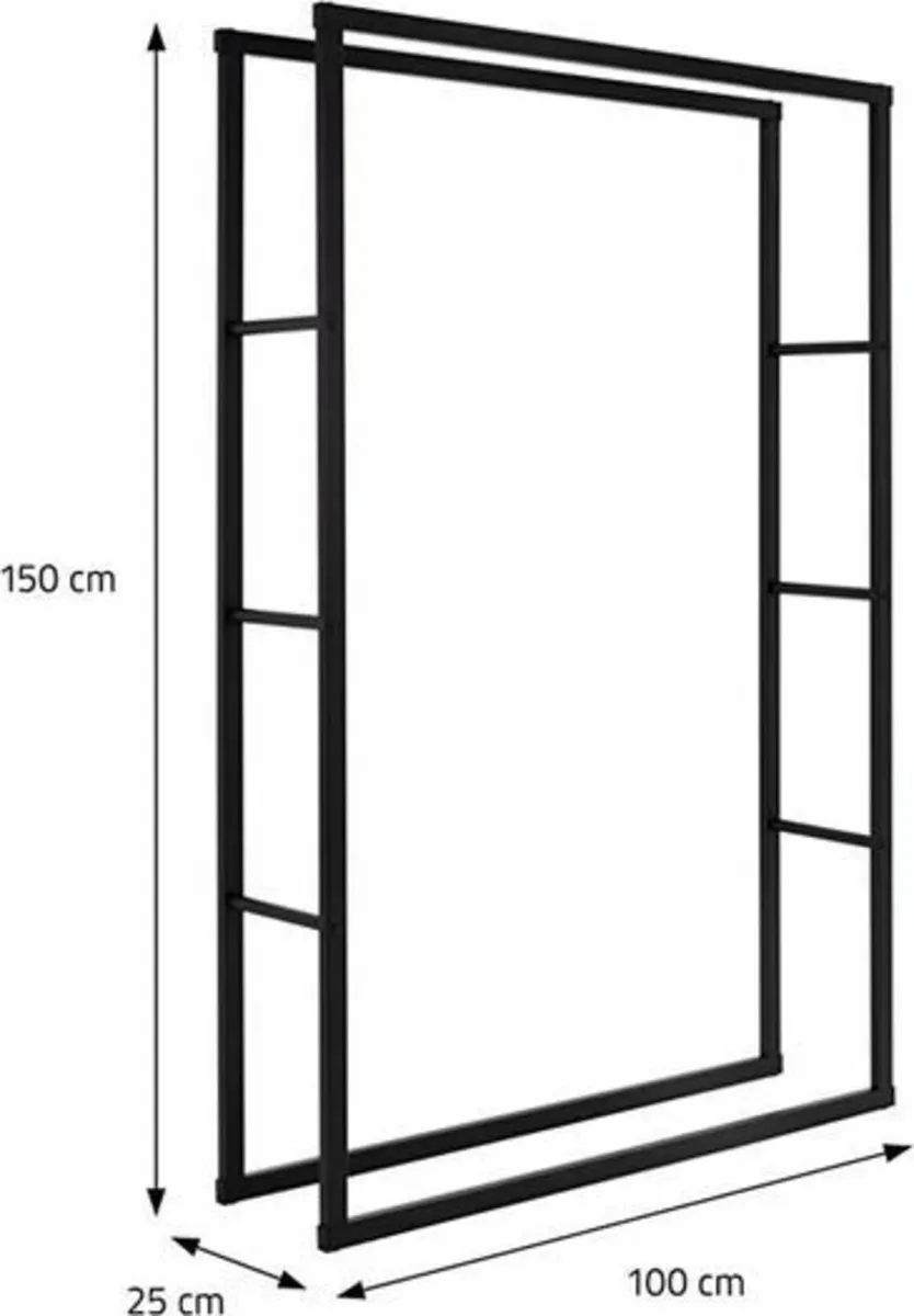 Large Firewood Rack 100 x 150 x 25 cm Rectangular - Image 2
