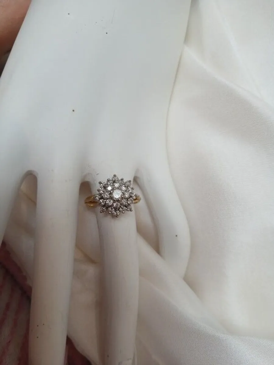 Sparkling Huge Diamond Cluster Ring - Image 2