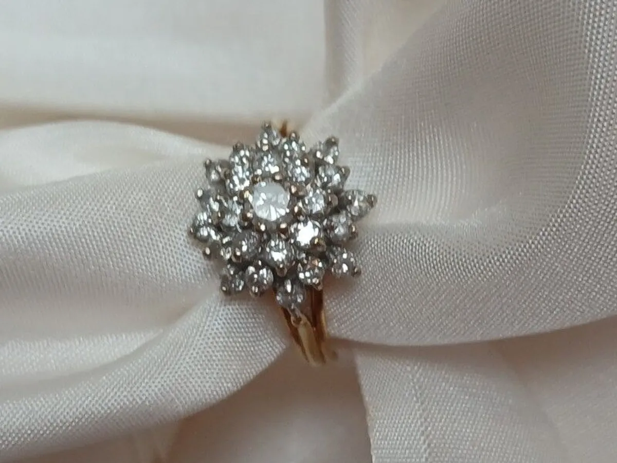 Sparkling Huge Diamond Cluster Ring - Image 3