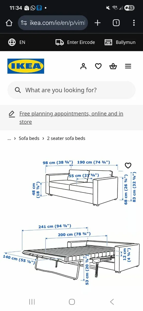 2 seater sofa bed - Image 1