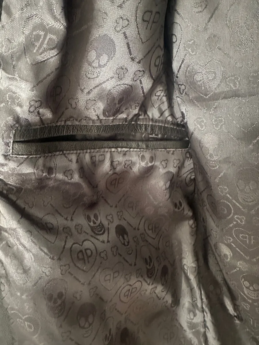 Philip Plein Leather Bomber Jacket Size M - Image 4