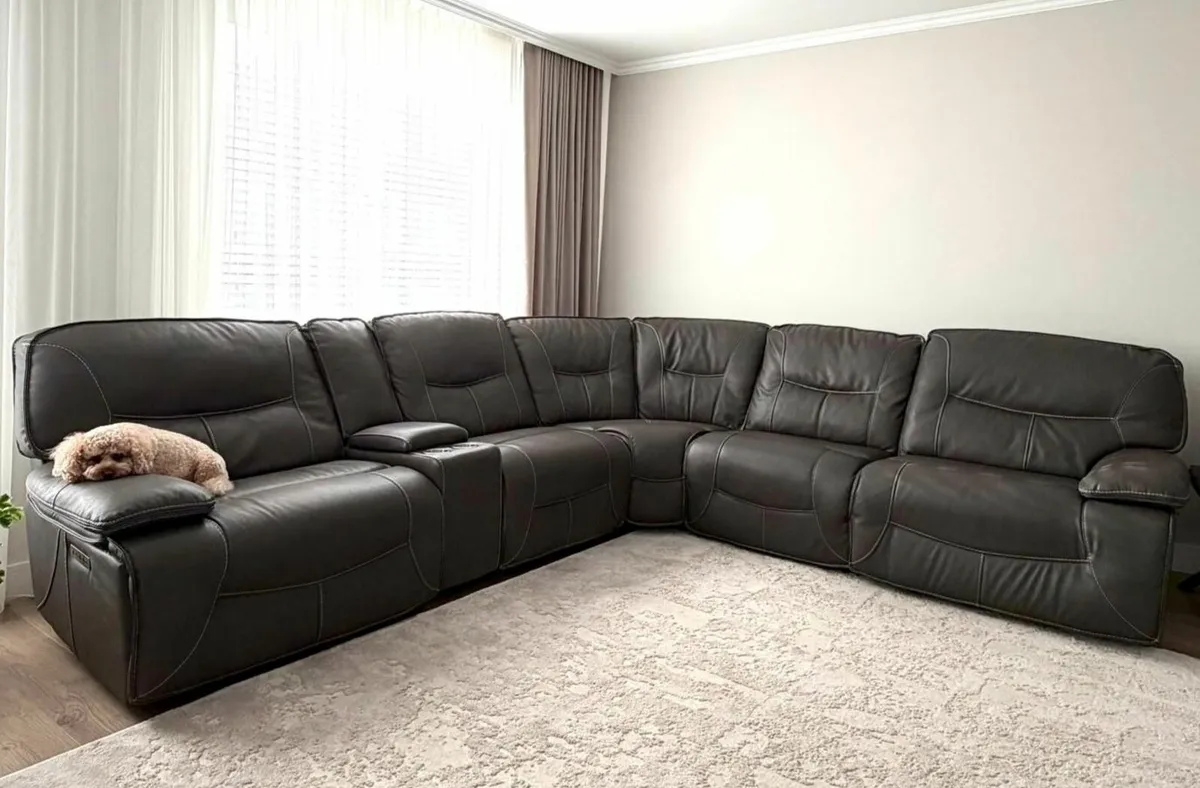 Corner Sofa with Console & Power Recliner (Large) - Image 1