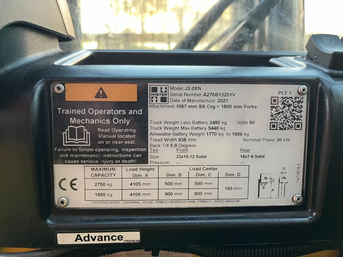 [1] 2021 Hyster J3.0XN Forklift (REF: 012157) - Image 3
