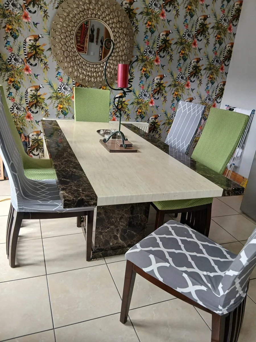 Marble table and 6 chairs - Image 1