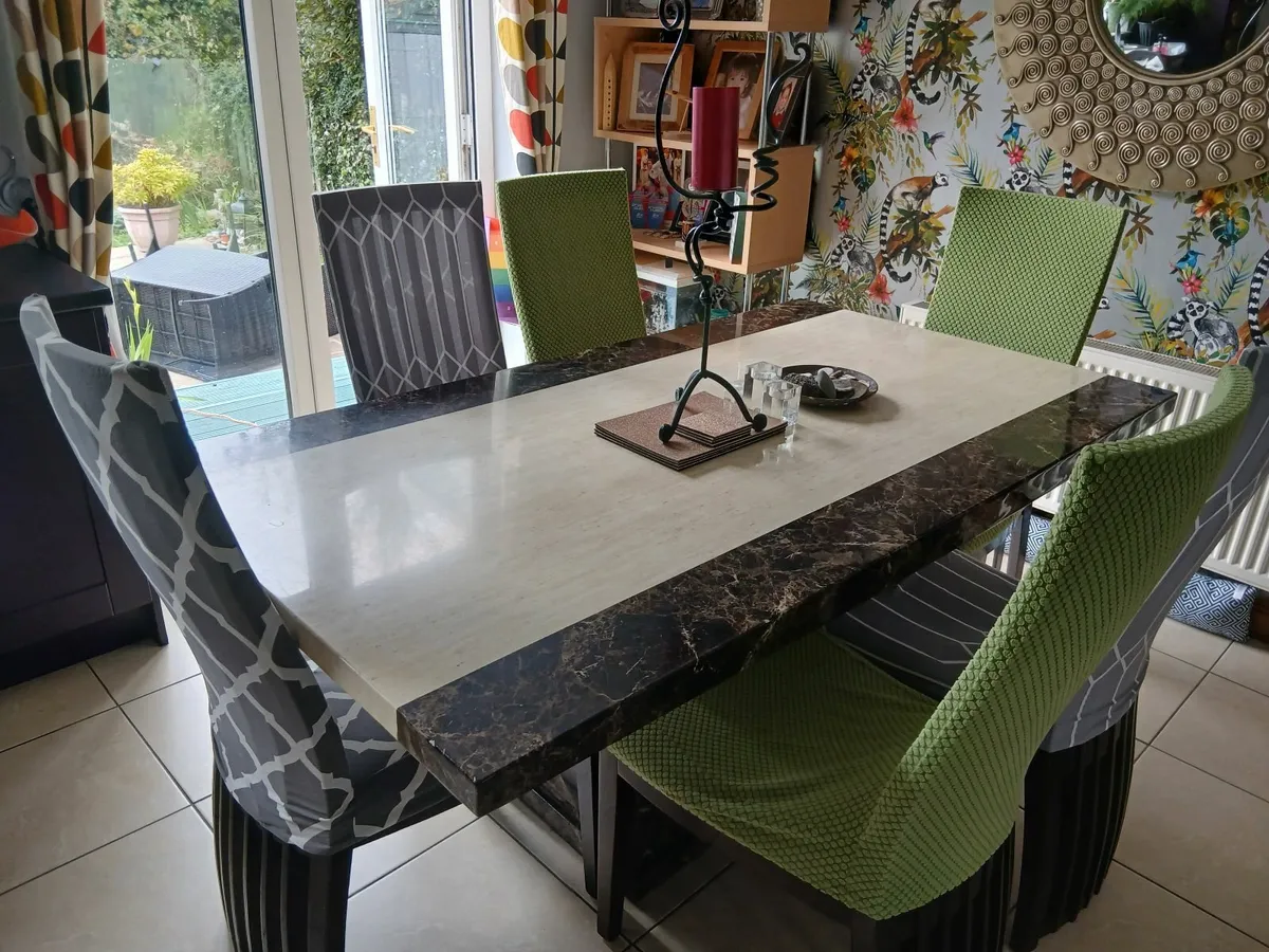Marble table and 6 chairs - Image 4