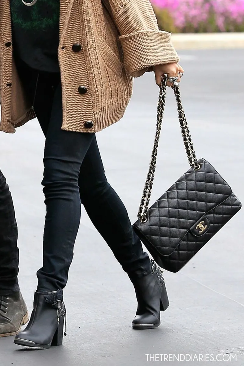Chanel Black Lambskin Leather Jumbo Handbag - Image 3
