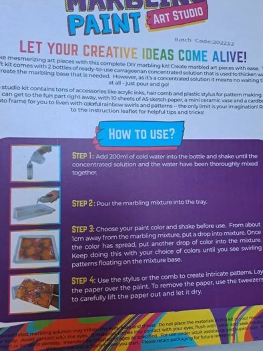 Rainbow Marbling paint art kit NEW - Image 4