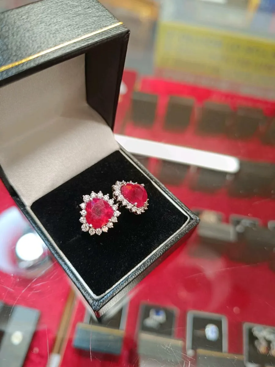 2 Hearts Ruby & Diamond Ring, 18k White Gold - Image 2