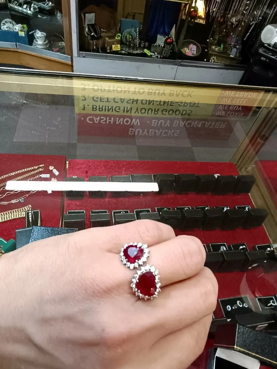 2 Hearts Ruby & Diamond Ring, 18k White Gold - Image 4