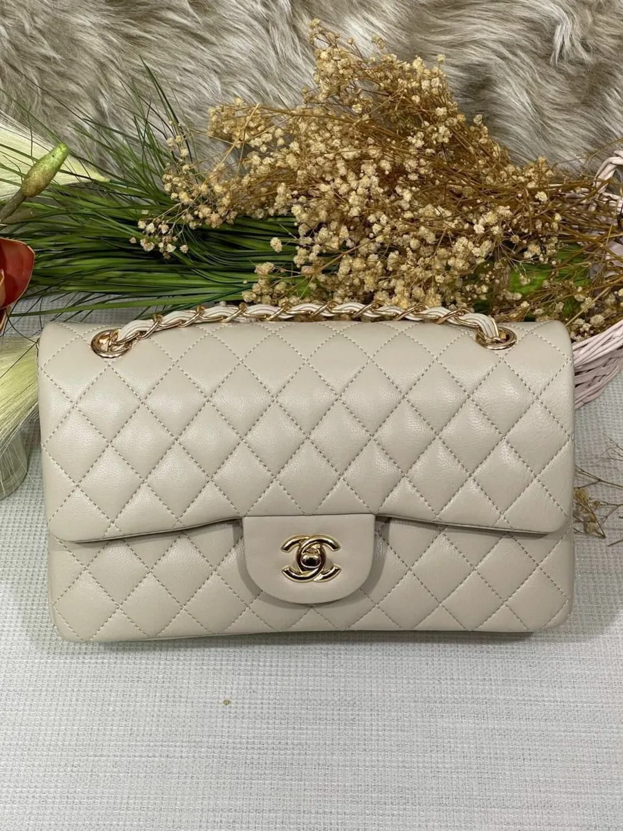 Chanel Ivory Lambskin Leather Medium Handbag - Image 1