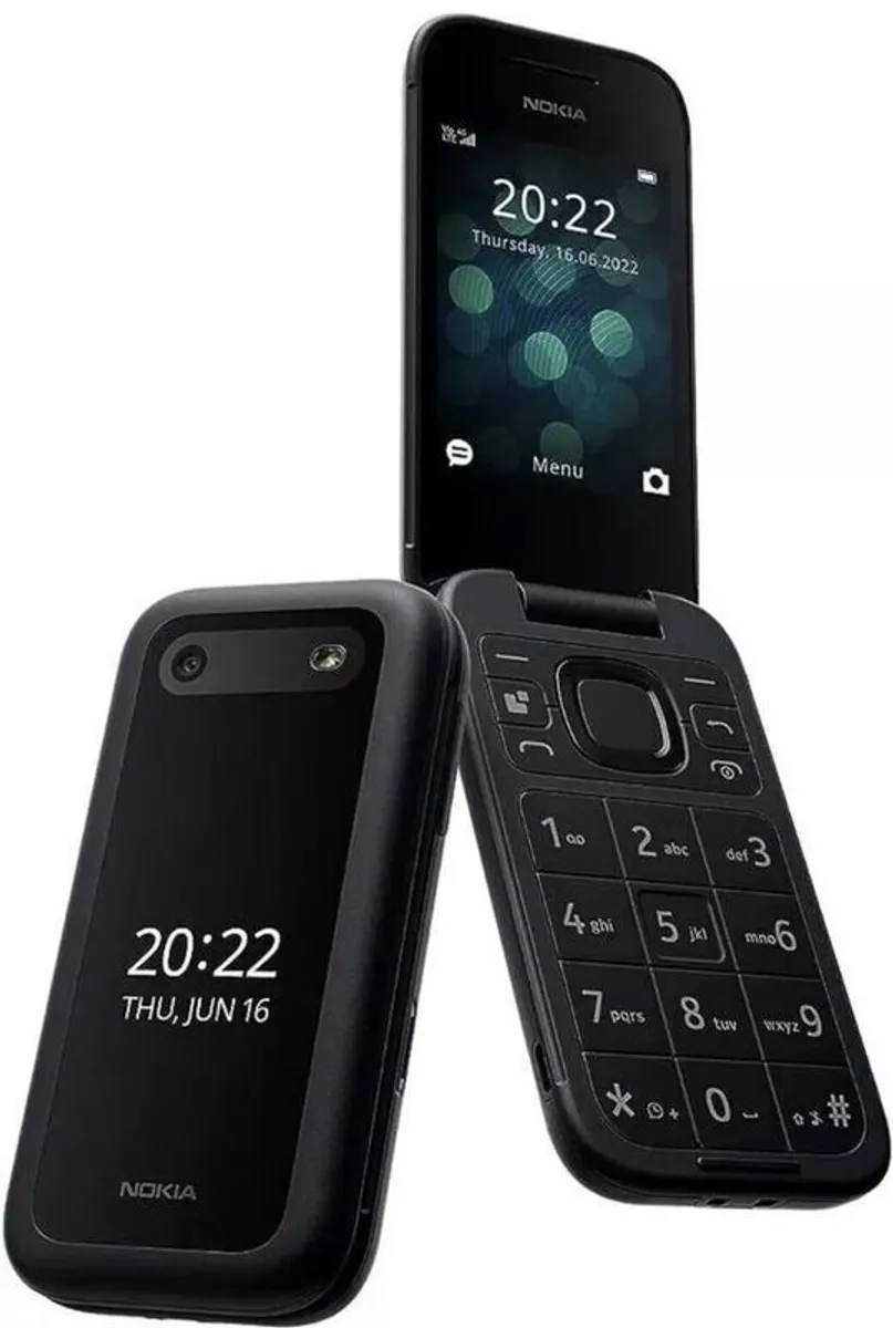 Nokia 2660 (2022) TA-1469  4G Black Dual Screen Unlocked Dual Sim Flip Phone MP3 Player & Wireless FM - Image 1