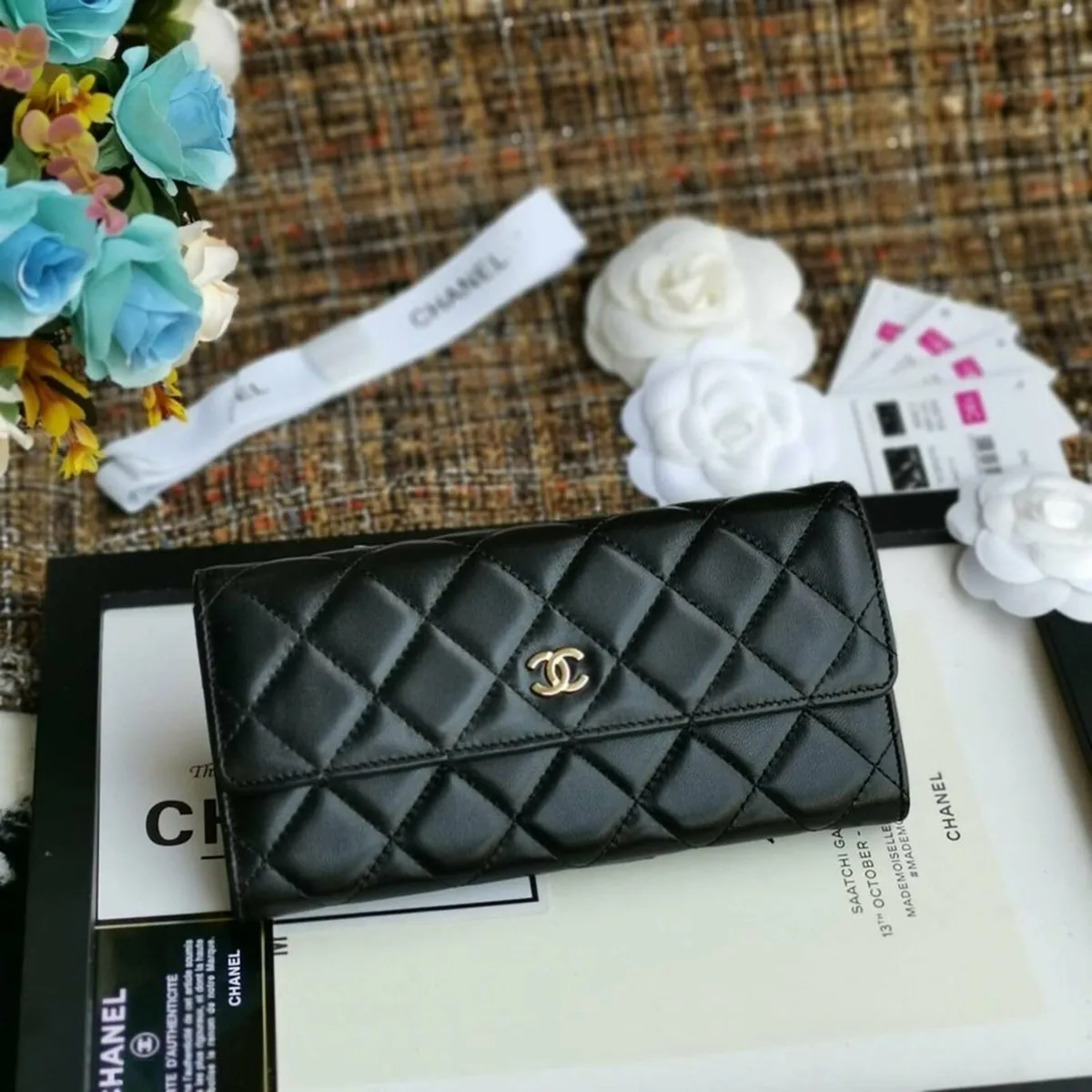 Chanel Black Quilted Lambskin Leather Flap Purse - Image 3