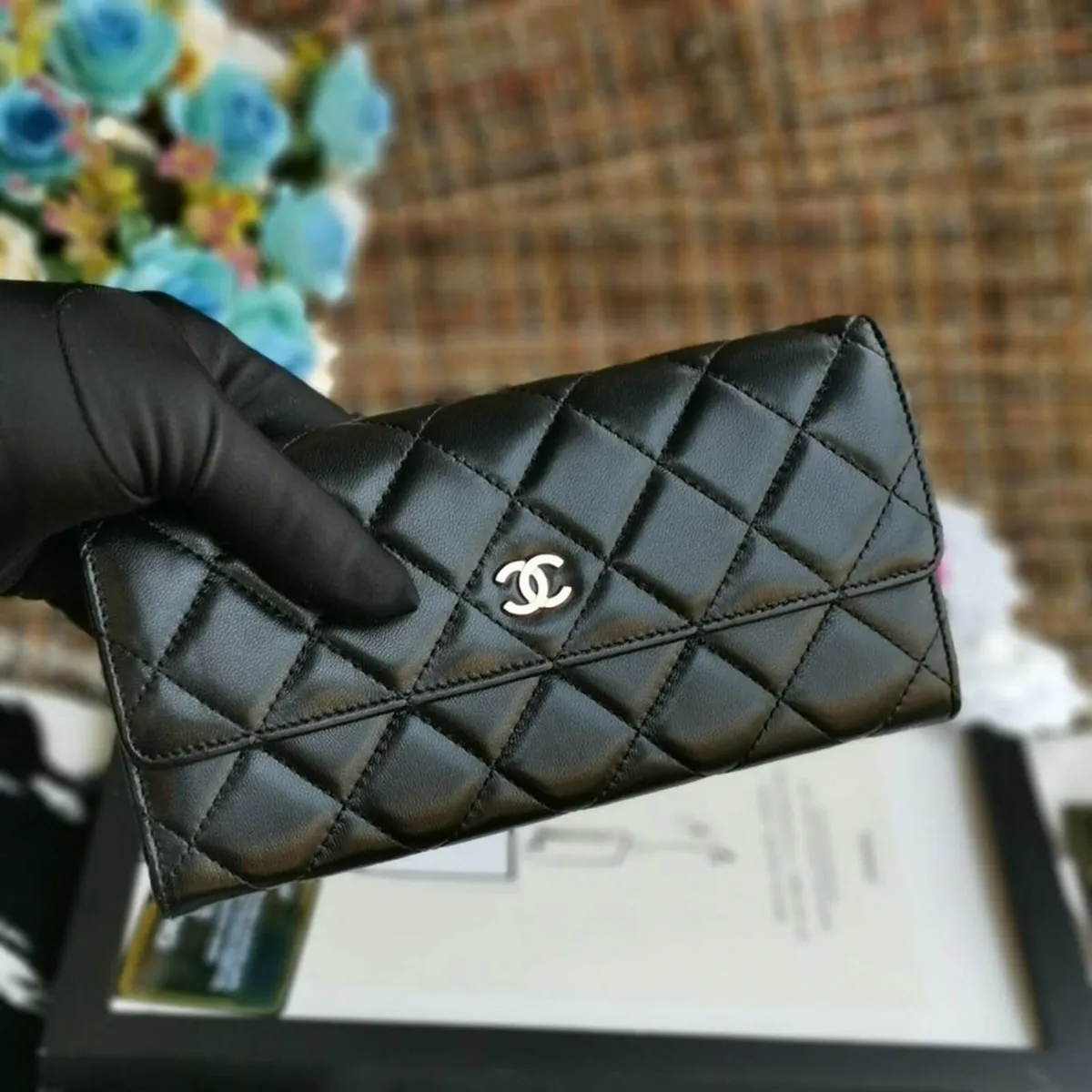 Chanel Black Quilted Lambskin Leather Flap Purse - Image 4