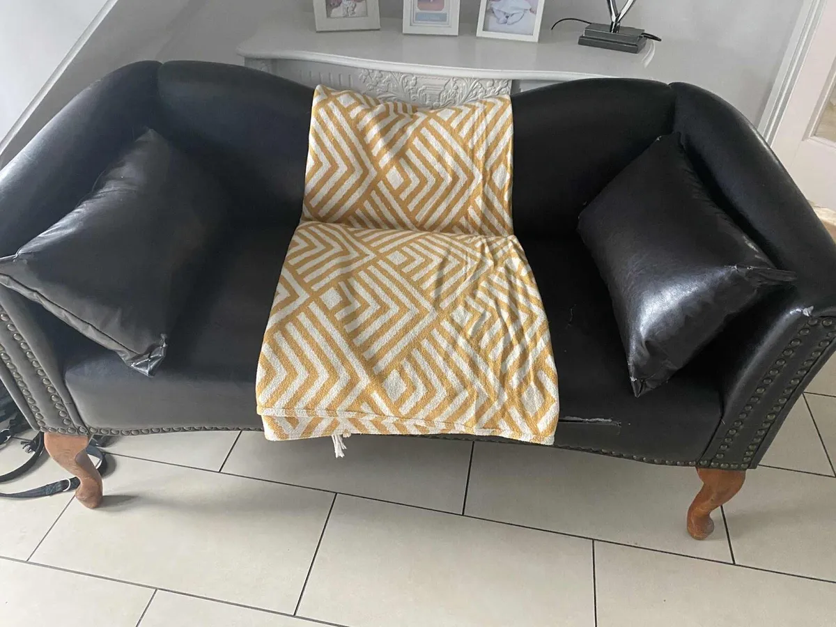 Faux Leather Love Seat - Image 1