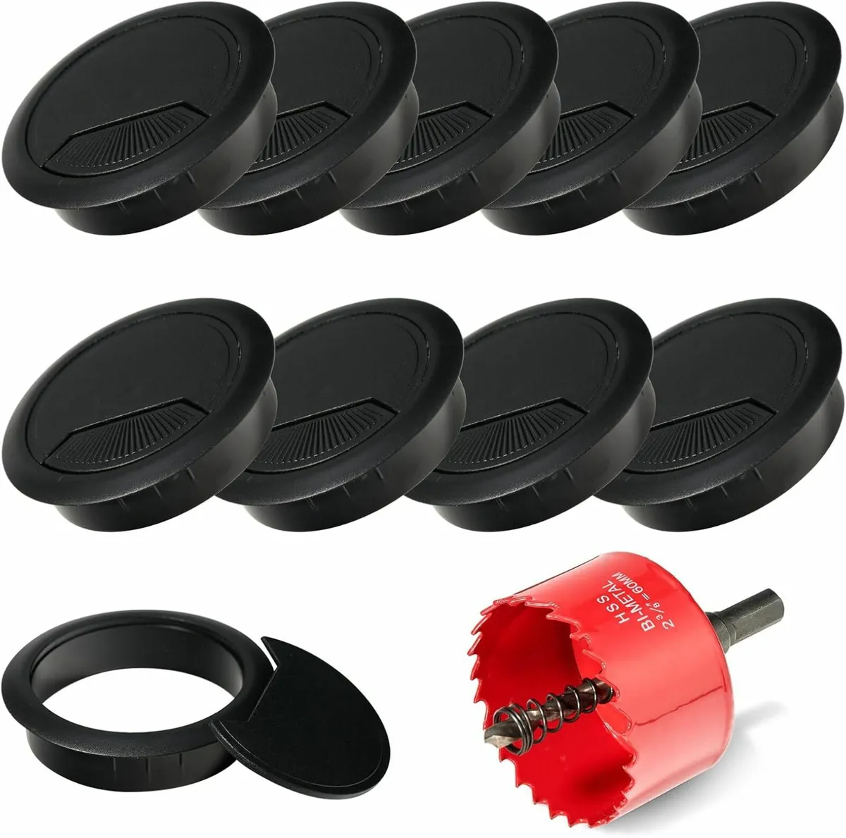 10 Pcs Desk Grommet 60mm with 60mm Hole Saw, Desk - Image 1
