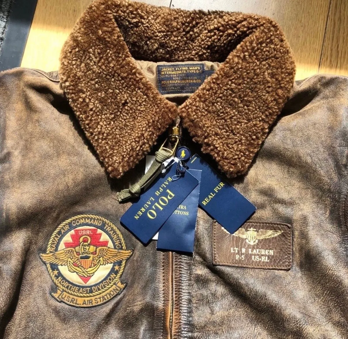 Ralph Lauren G1 Bomber flight shearling Jacket - Image 3