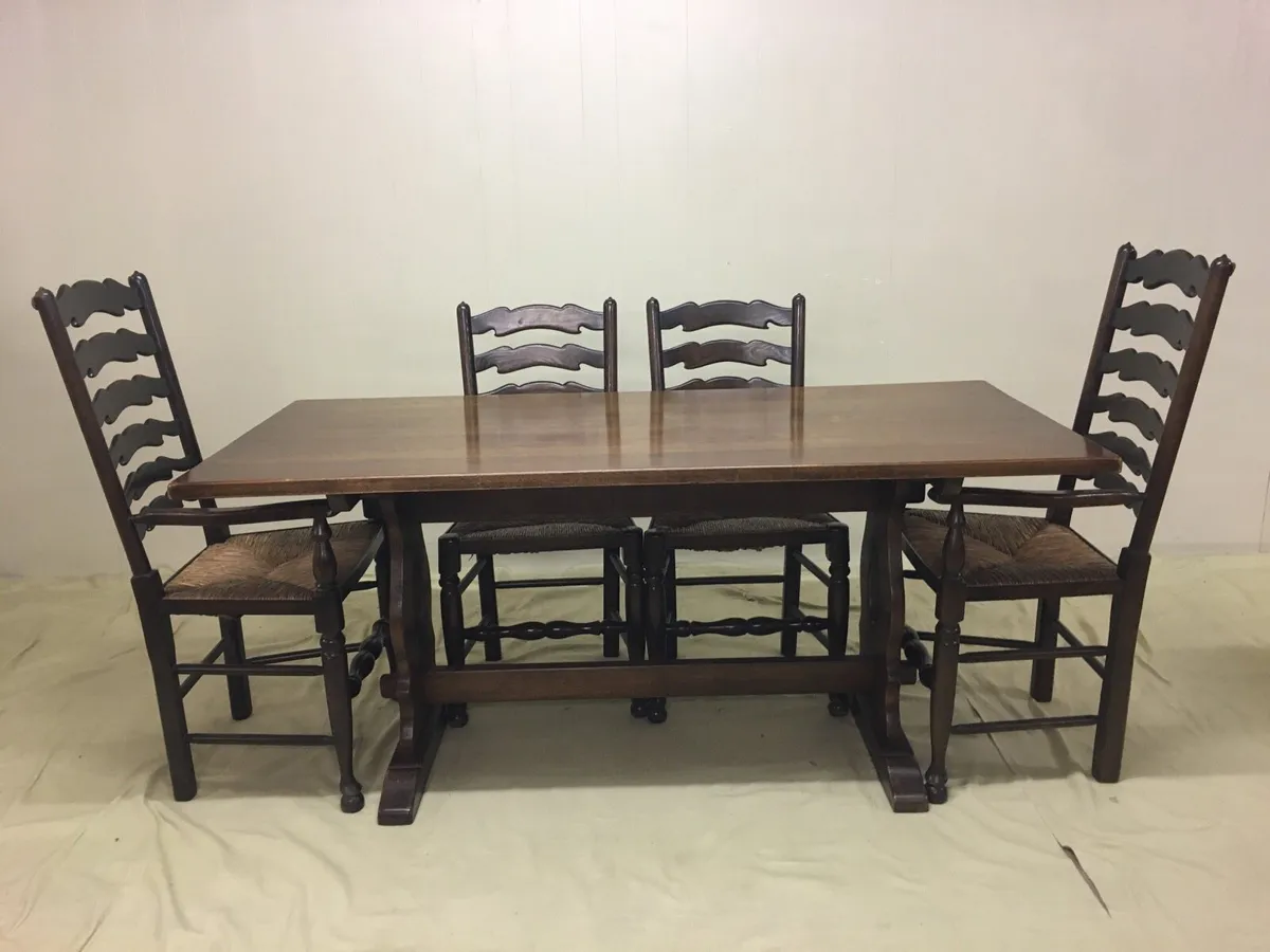 Oak Farmhouse Dining Set - Image 2