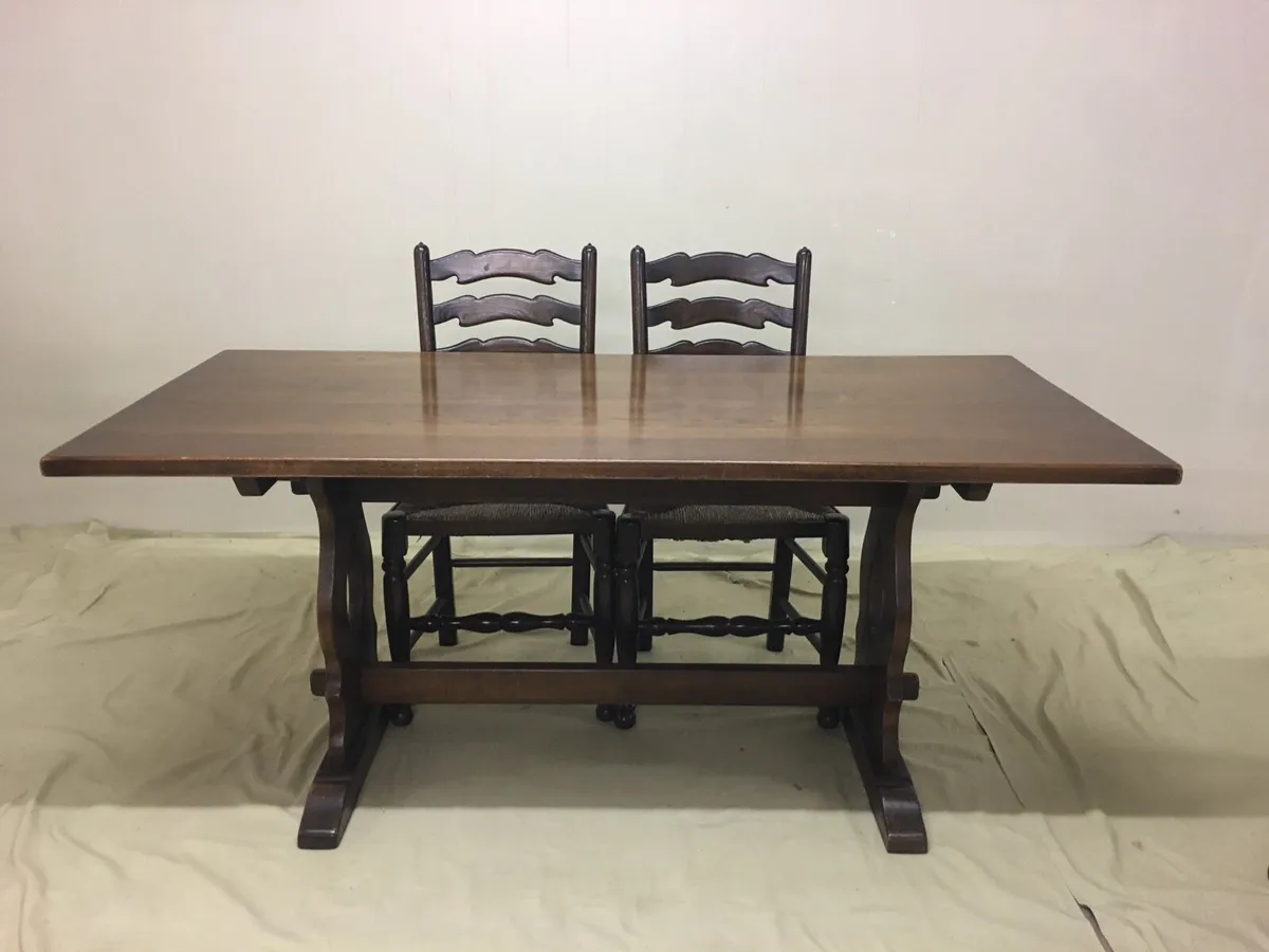 Oak Farmhouse Dining Set - Image 4