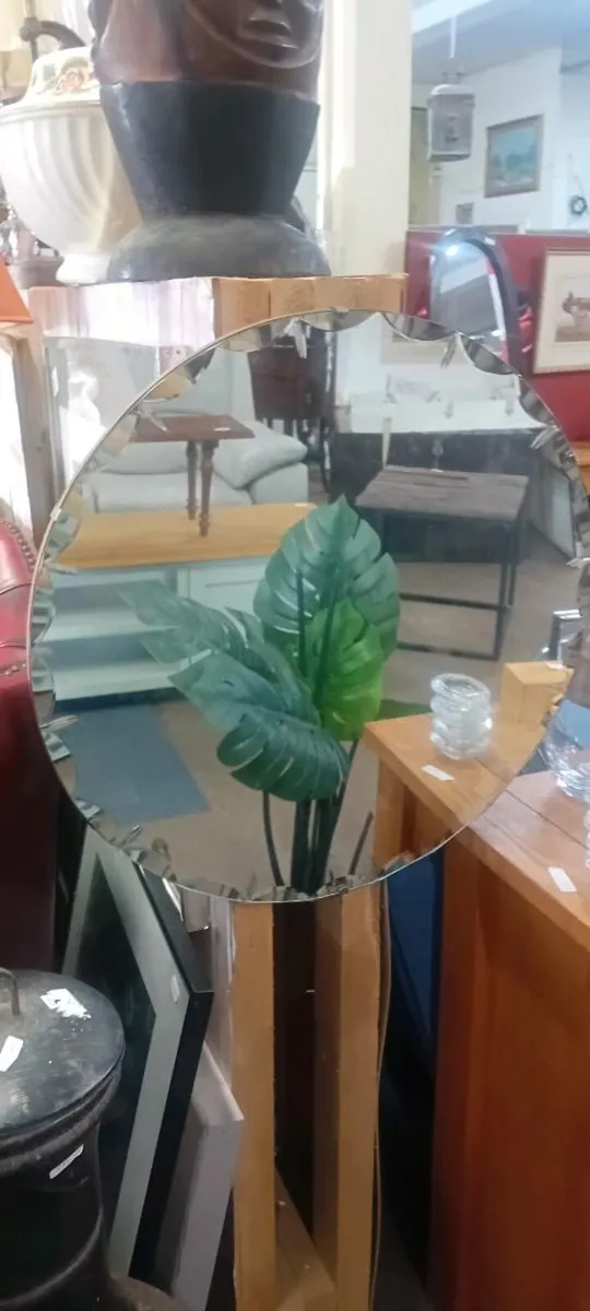 Vintage Round Frameless Mirror - Image 1