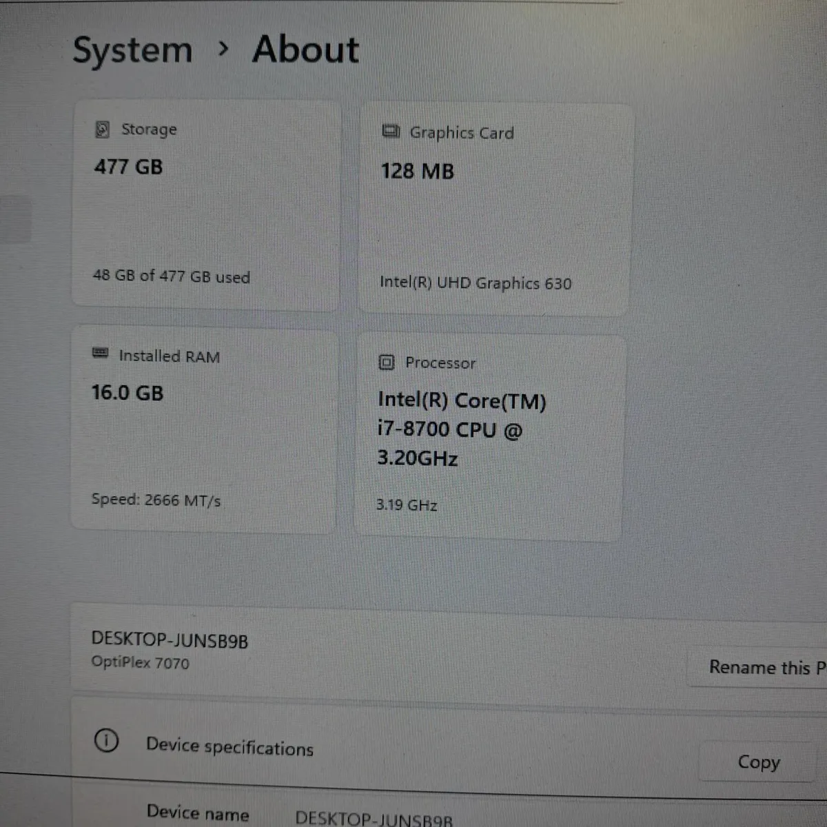 Dell OptiPlex 7070 SFF | i7-8700 | 16GB RAM | 256G - Image 3