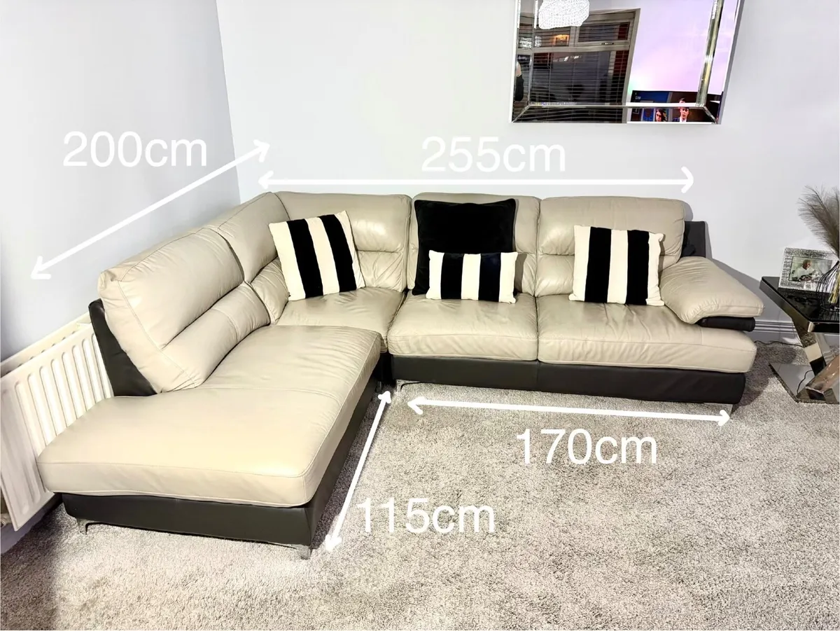 Leather Corner Sofa with Snuggle Chair & Footstool - Image 3