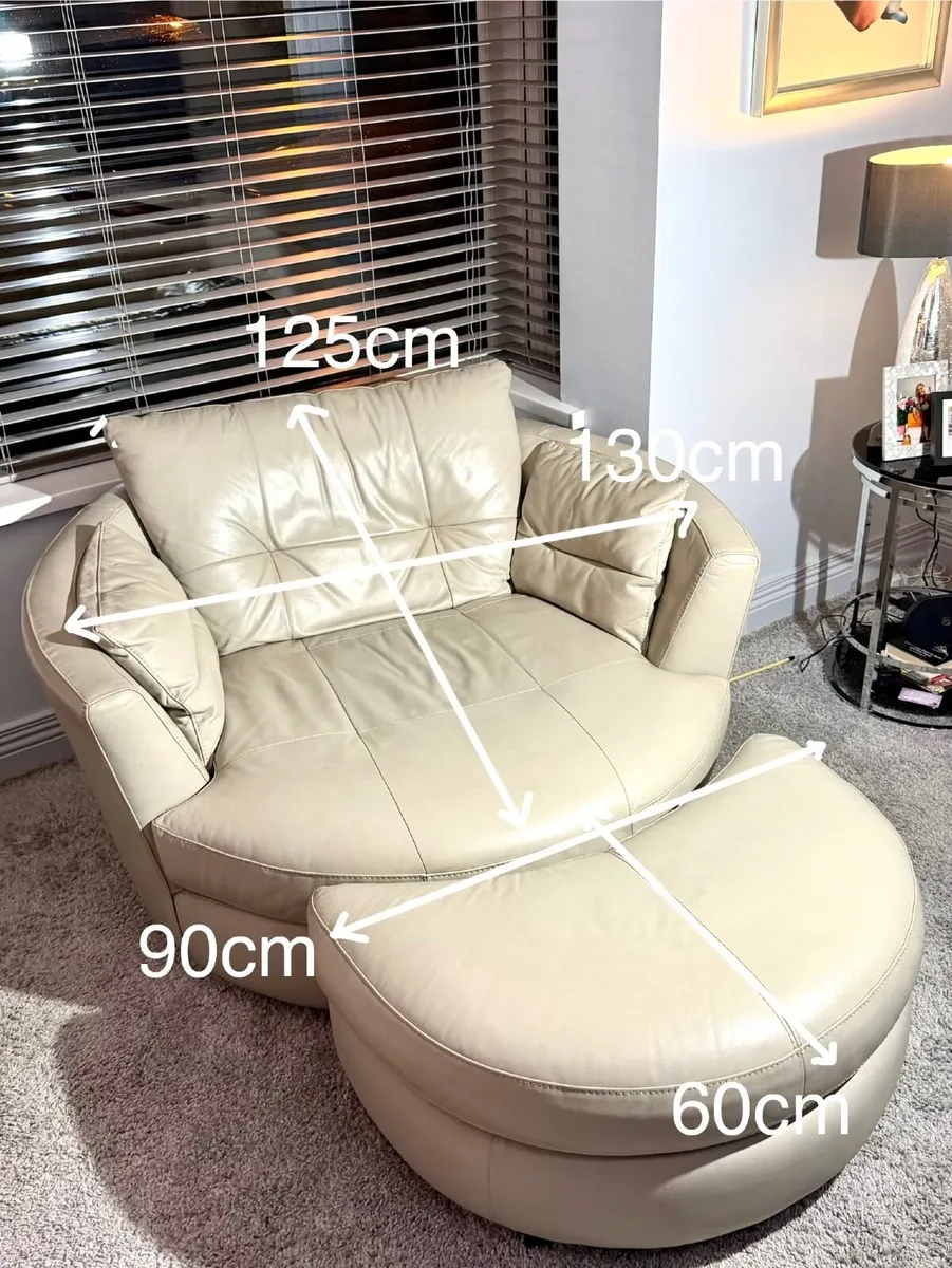 Leather Corner Sofa with Snuggle Chair & Footstool - Image 4