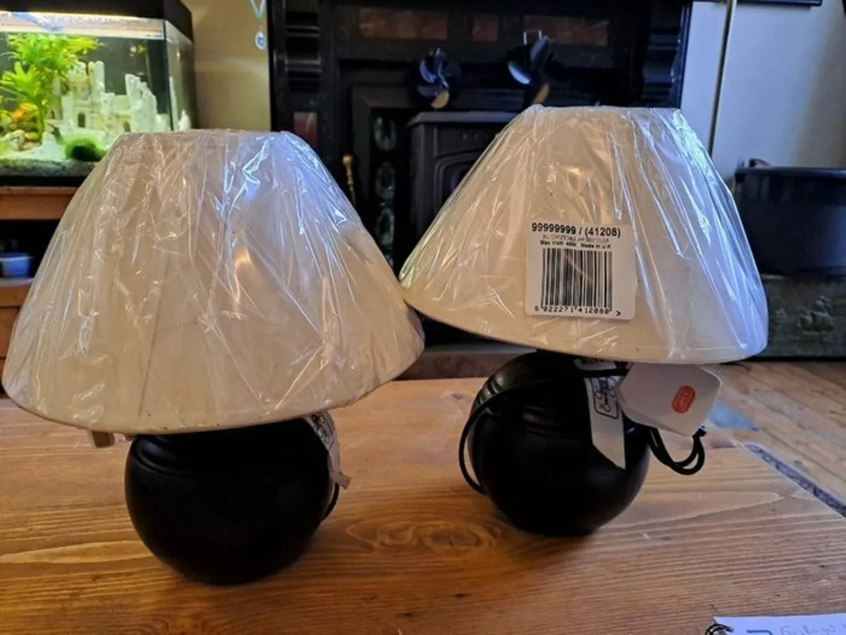 2 beige and ebony Lamps NEW - Image 1