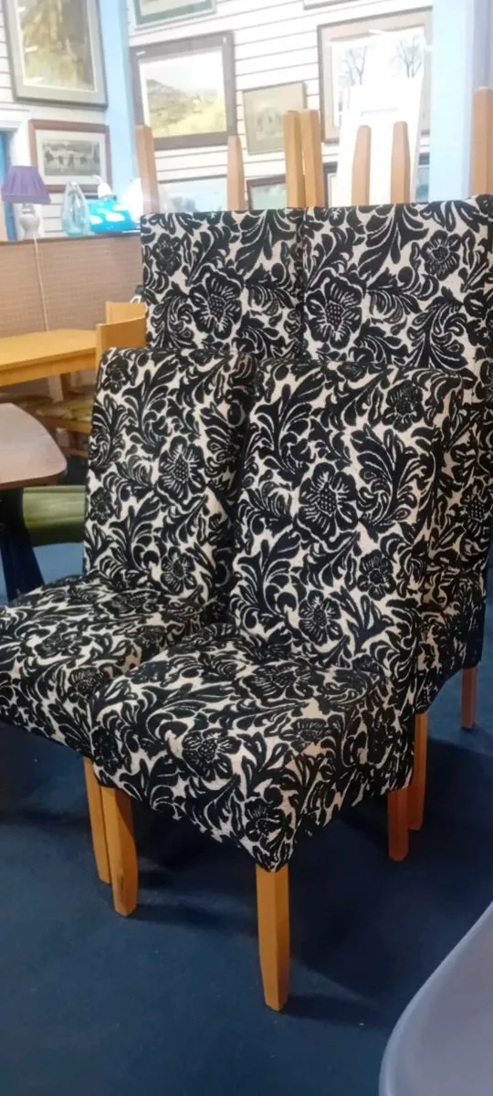 Set Of Six Fabric High Back Dining Chairs