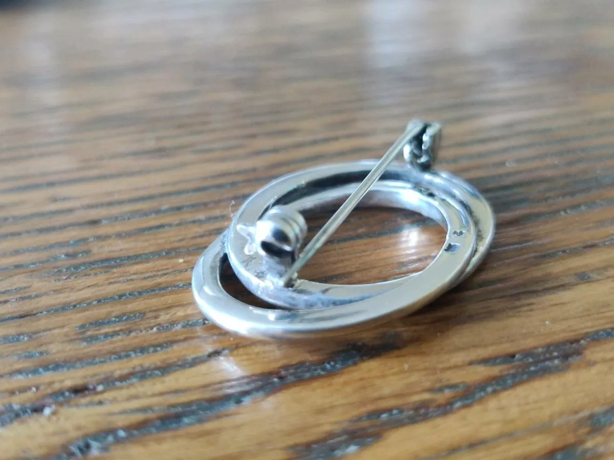 DOUBLE OVAL, 925 Silver Ladies Aer Hostess Brooch - Image 2