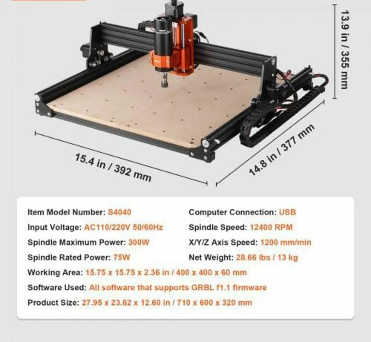 CNC Router Machine, 300W, 3 Axis GRBL Control Wood - Image 2