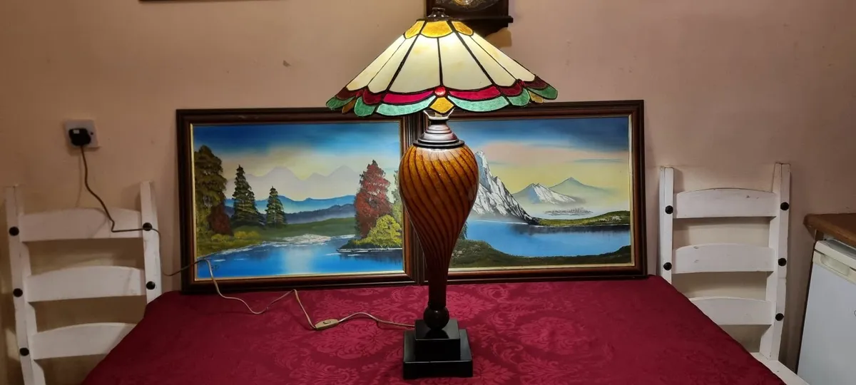 30" Tall Art Deco Tiffany Style Large Table Lamp - Image 1
