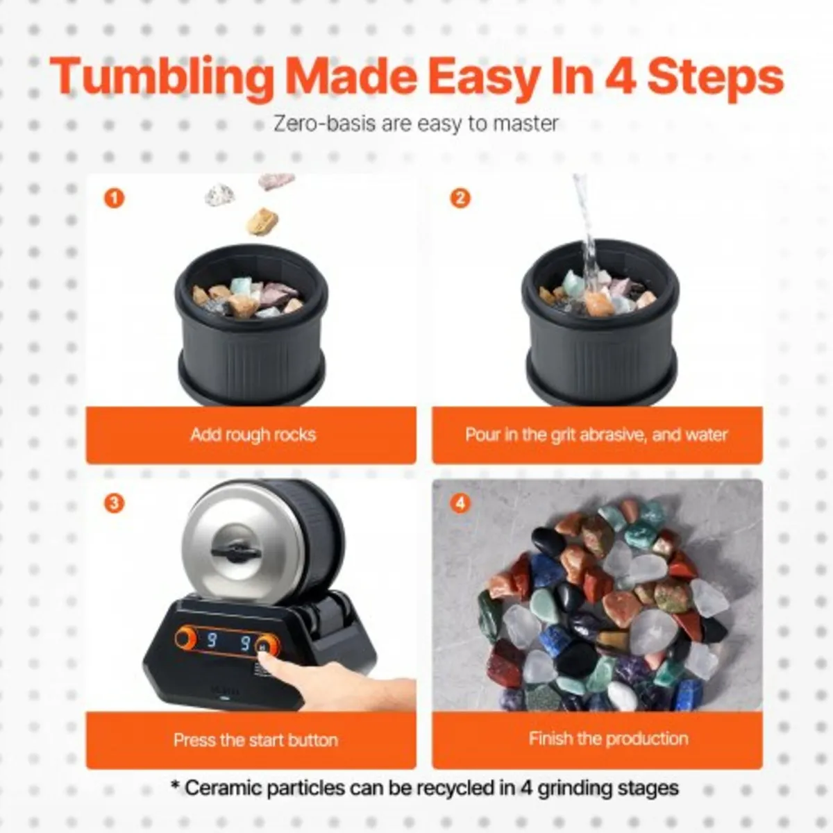 Rock Tumbler Kit, 4 lbs Rock Polishing Kit, 9 Spee - Image 2