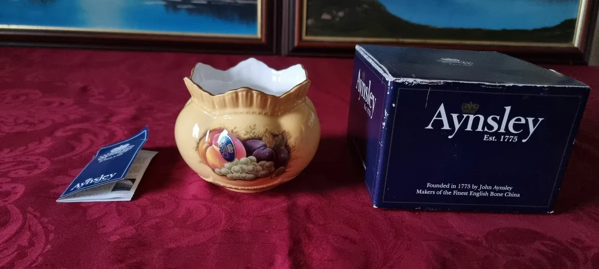 New In Box Aynsley Orchard Gold Windsor Rose Bowl - Image 3