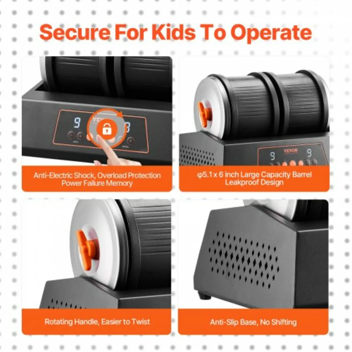 Rock Tumbler Machine, 8 lbs Large Capacity Dual Ba - Image 3