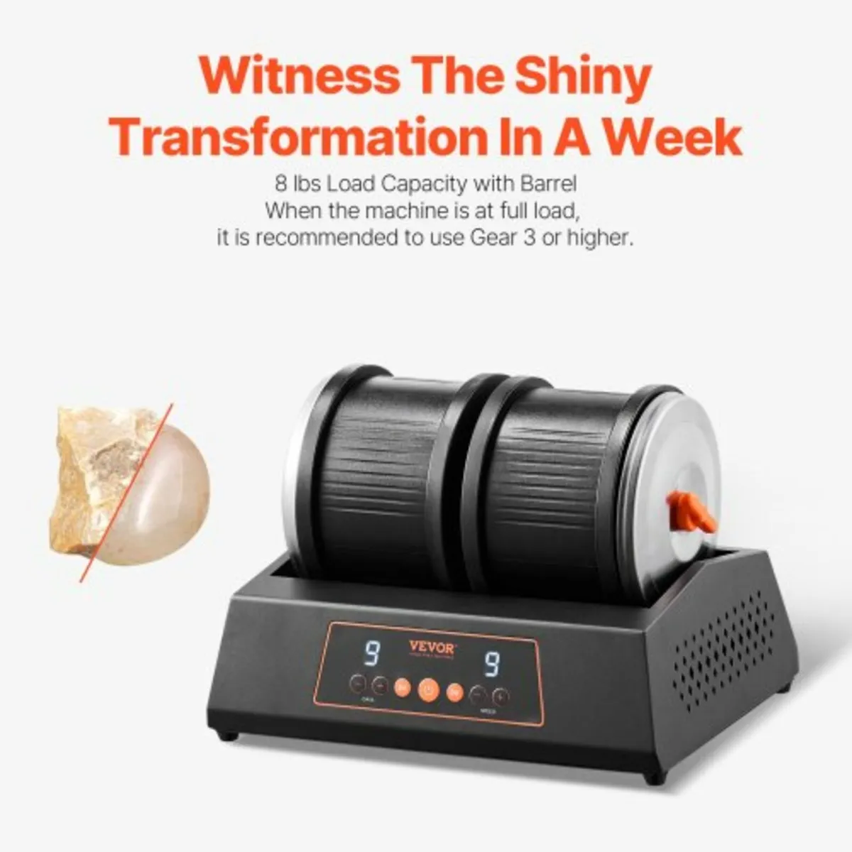 Rock Tumbler Machine, 8 lbs Large Capacity Dual Ba - Image 4