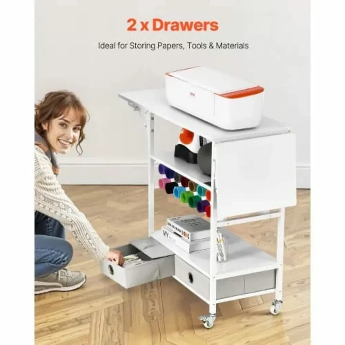 Rolling Craft Cart and Storage Table, Compatible w - Image 3