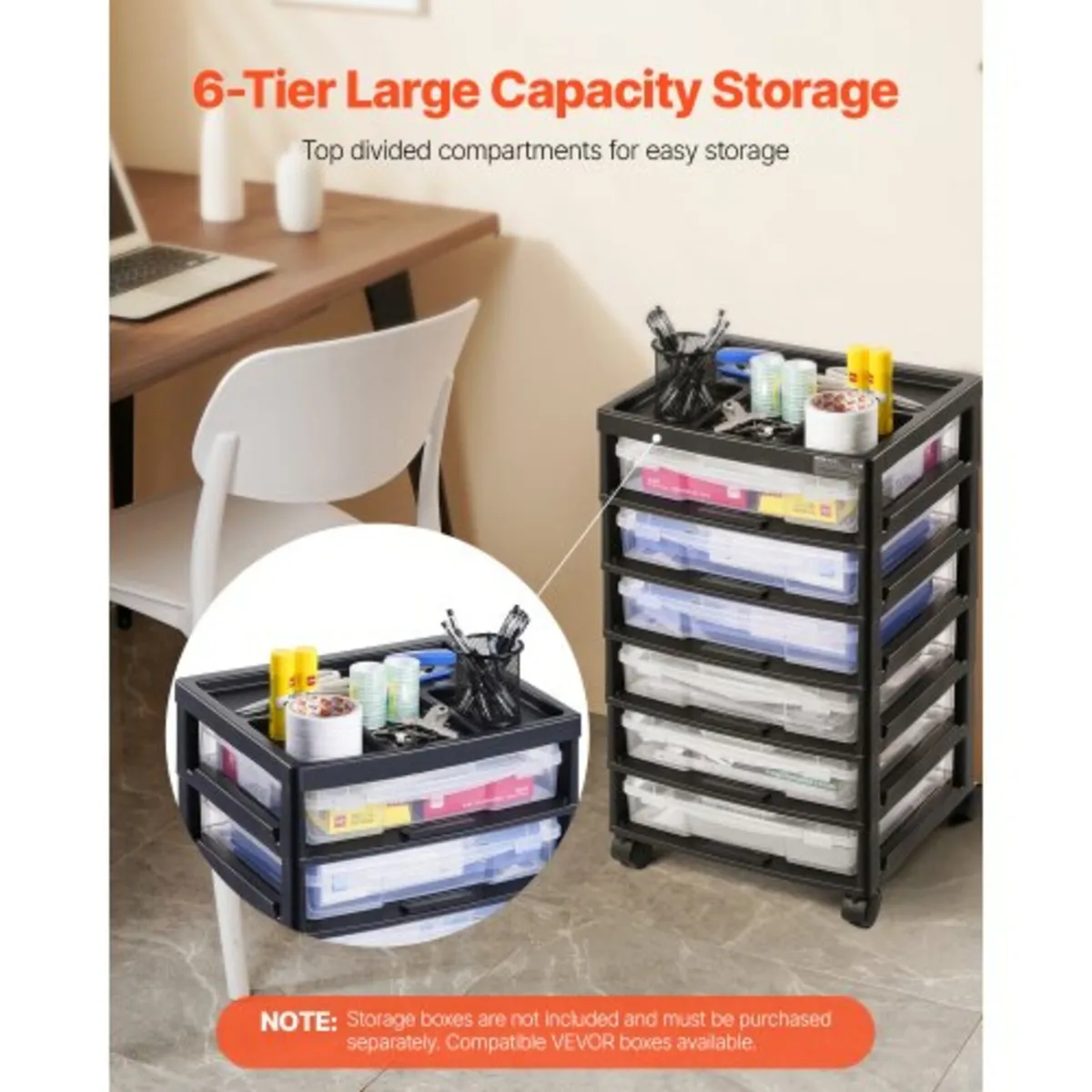 Scrapbook Rolling Storage Cart, 6-Tier Large Capac - Image 3