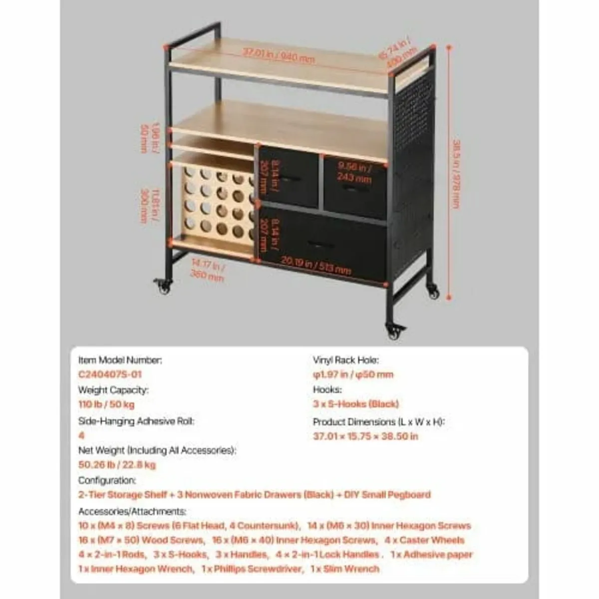 Rolling Craft Cart and Storage Table, Compatible w - Image 2