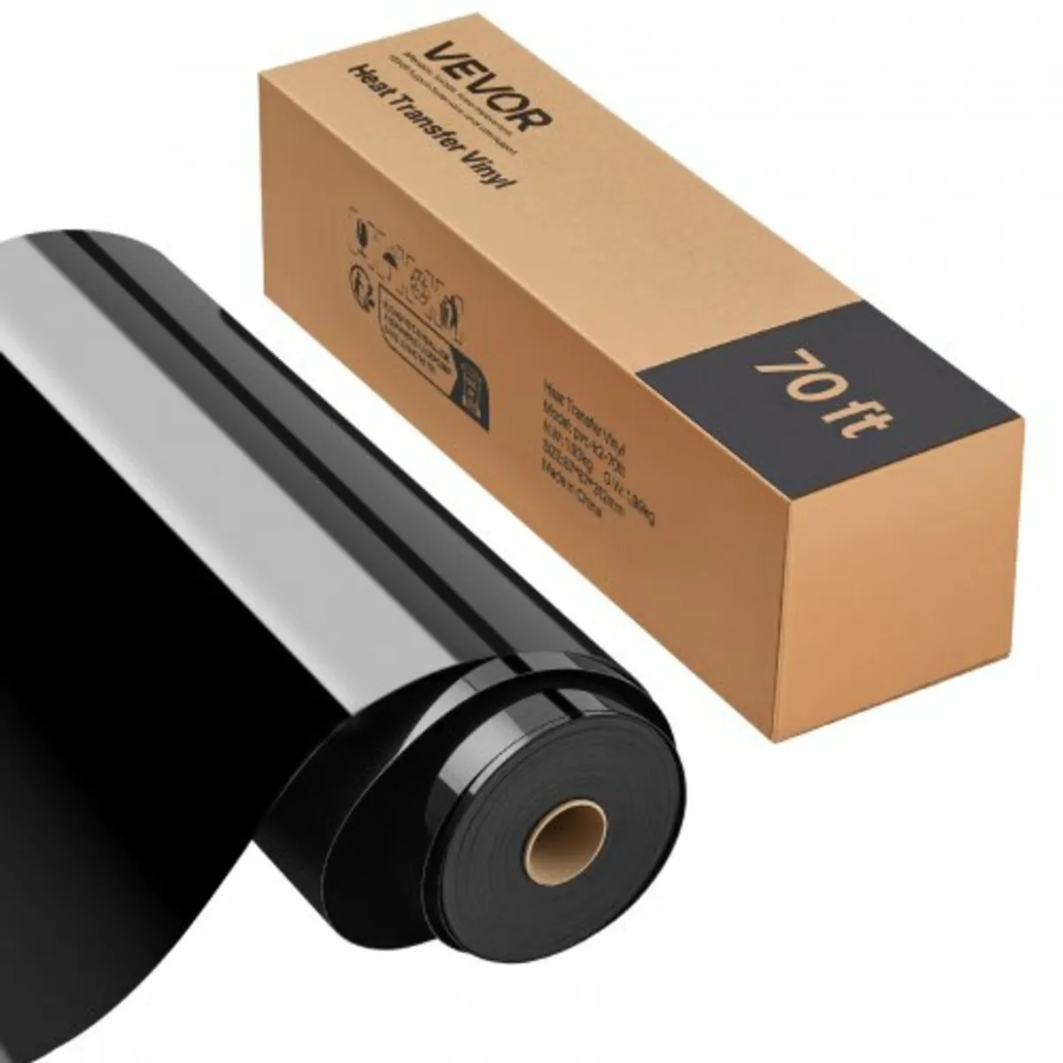 Heat Transfer Vinyl, 304.8 x 21336mm, Glossy Black - Image 1