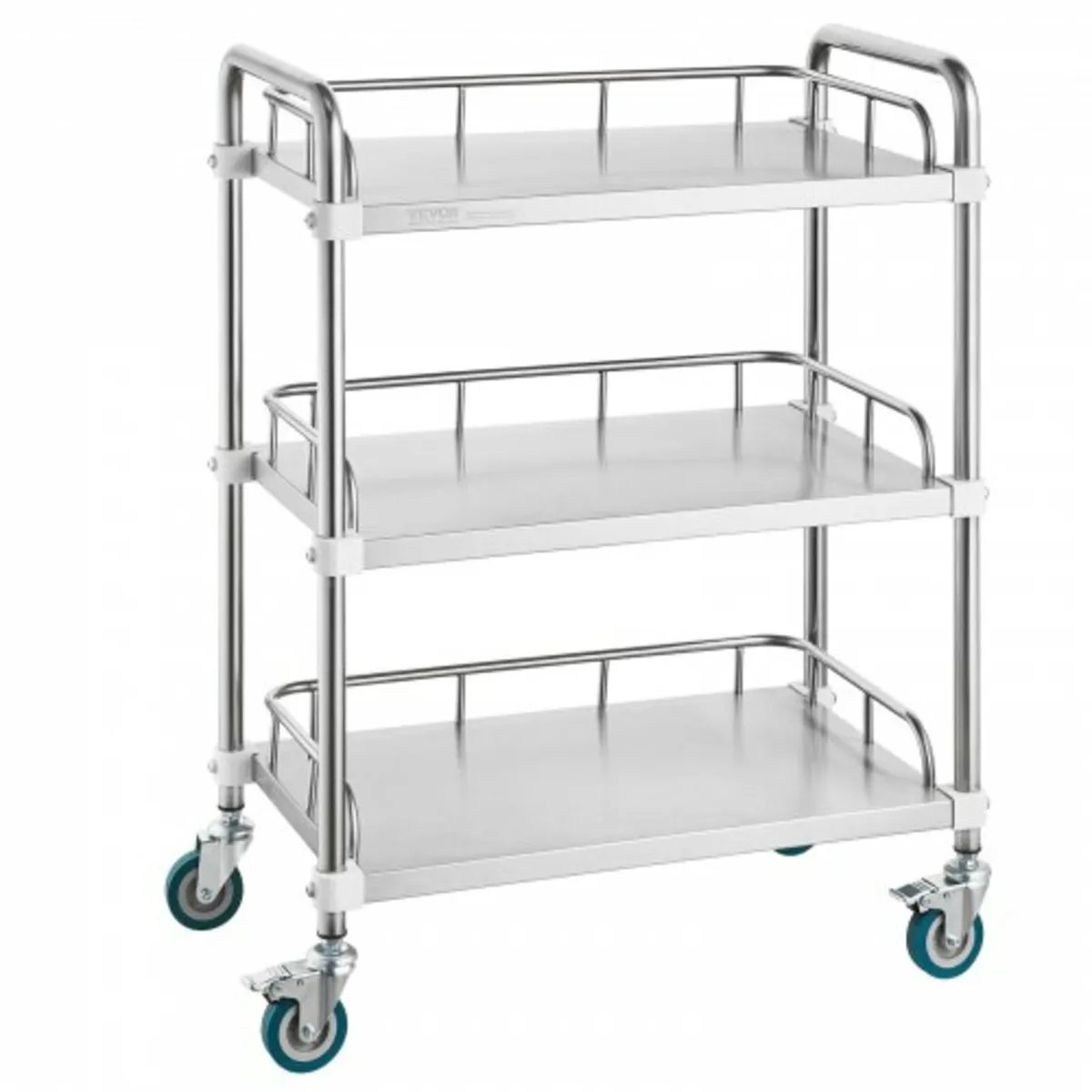 Lab Rolling Cart, 3-Shelf Stainless Steel Rolling - Image 1