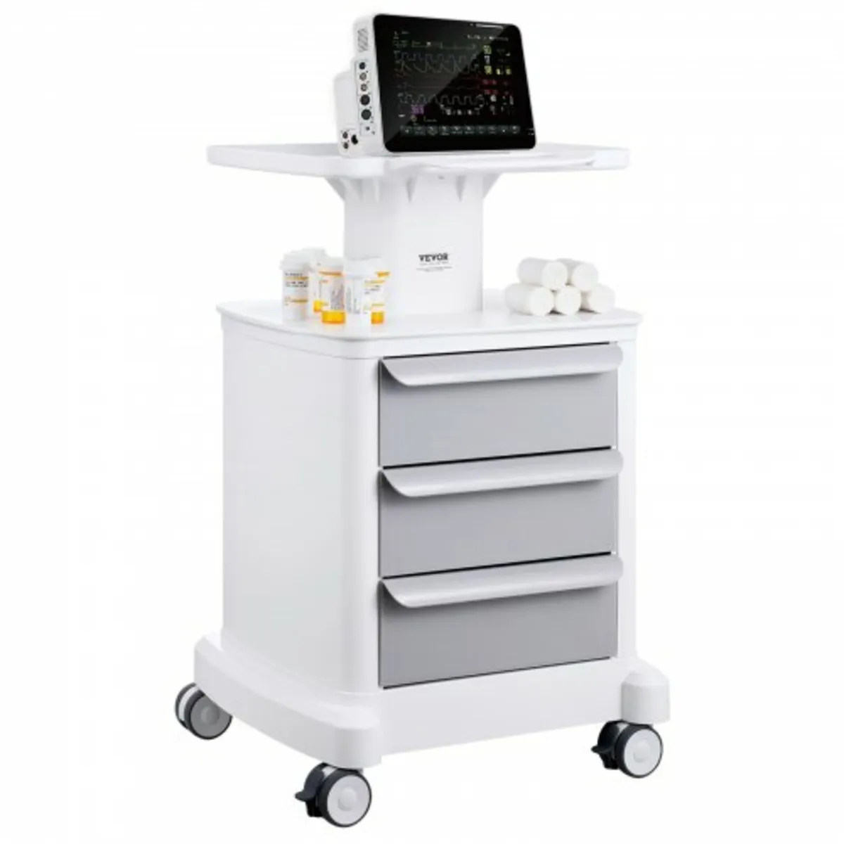 4 Tiers Lab Carts, Lab Utility Cart with 3 Drawers - Image 1
